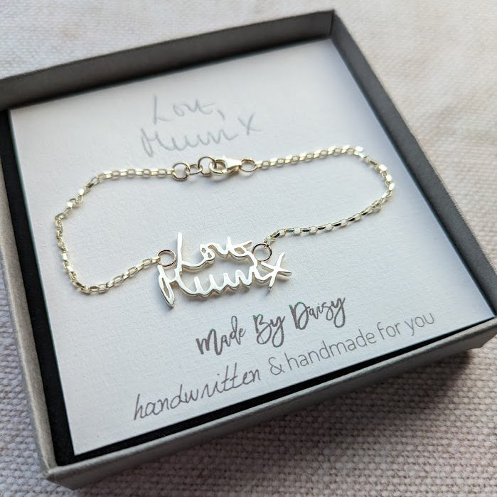 Gold Handwriting Bracelet