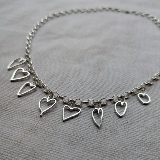 Family Heart Drawing Necklace Keepsake