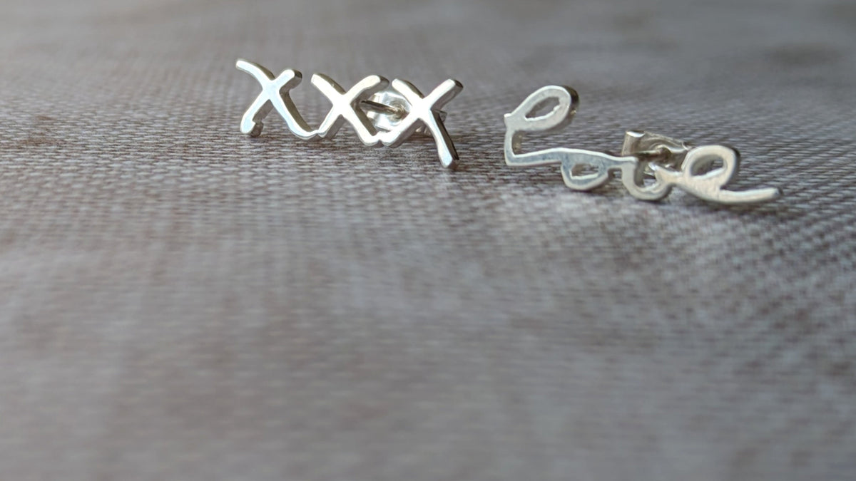 Memorial Handwriting Silver Studs