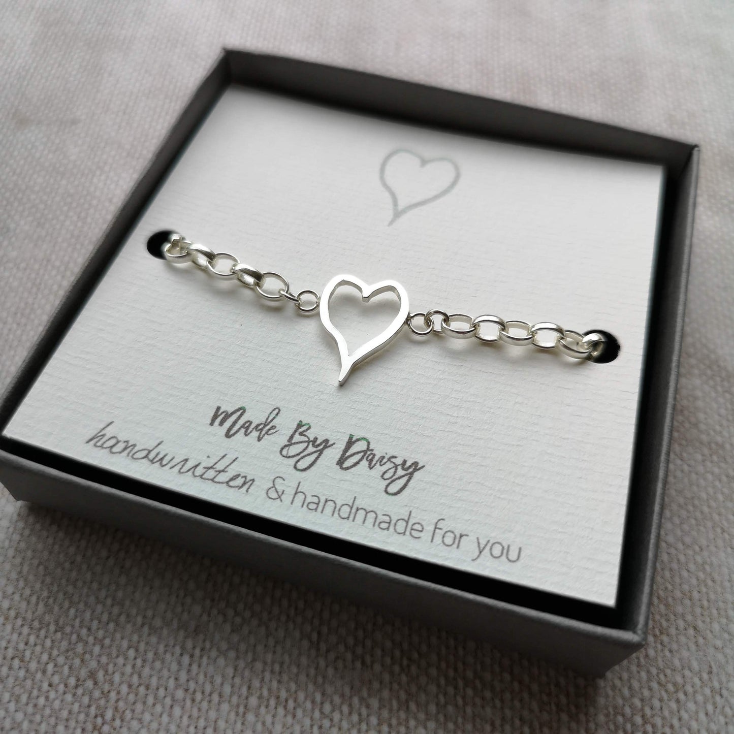 Silver Heart Drawing Bracelet