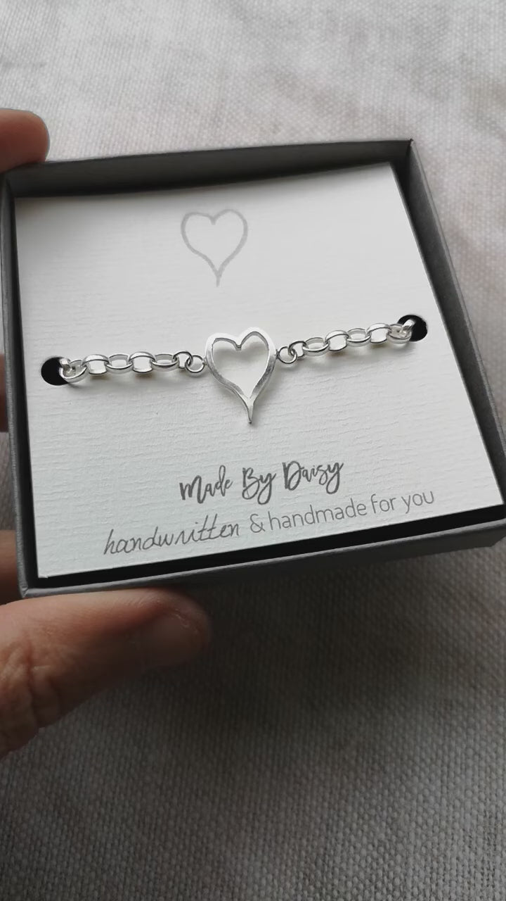 Heart Drawing Bracelet Silver