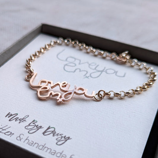 Gold Handwriting Bracelet