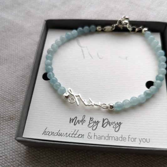 Aquamarine Handwriting Bracelet