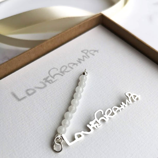 Bridal Bouquet Handwriting Charm with Gemstones