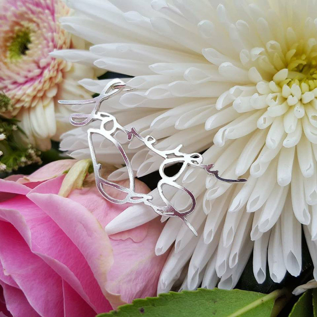 Memorial bouquet charm using actual handwriting