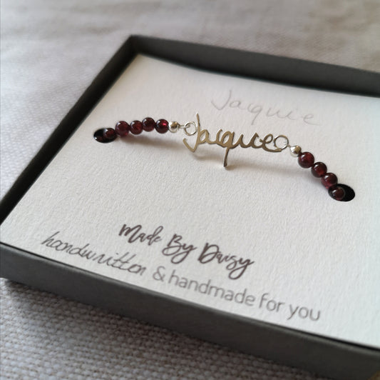 Garnet Handwriting Bracelet