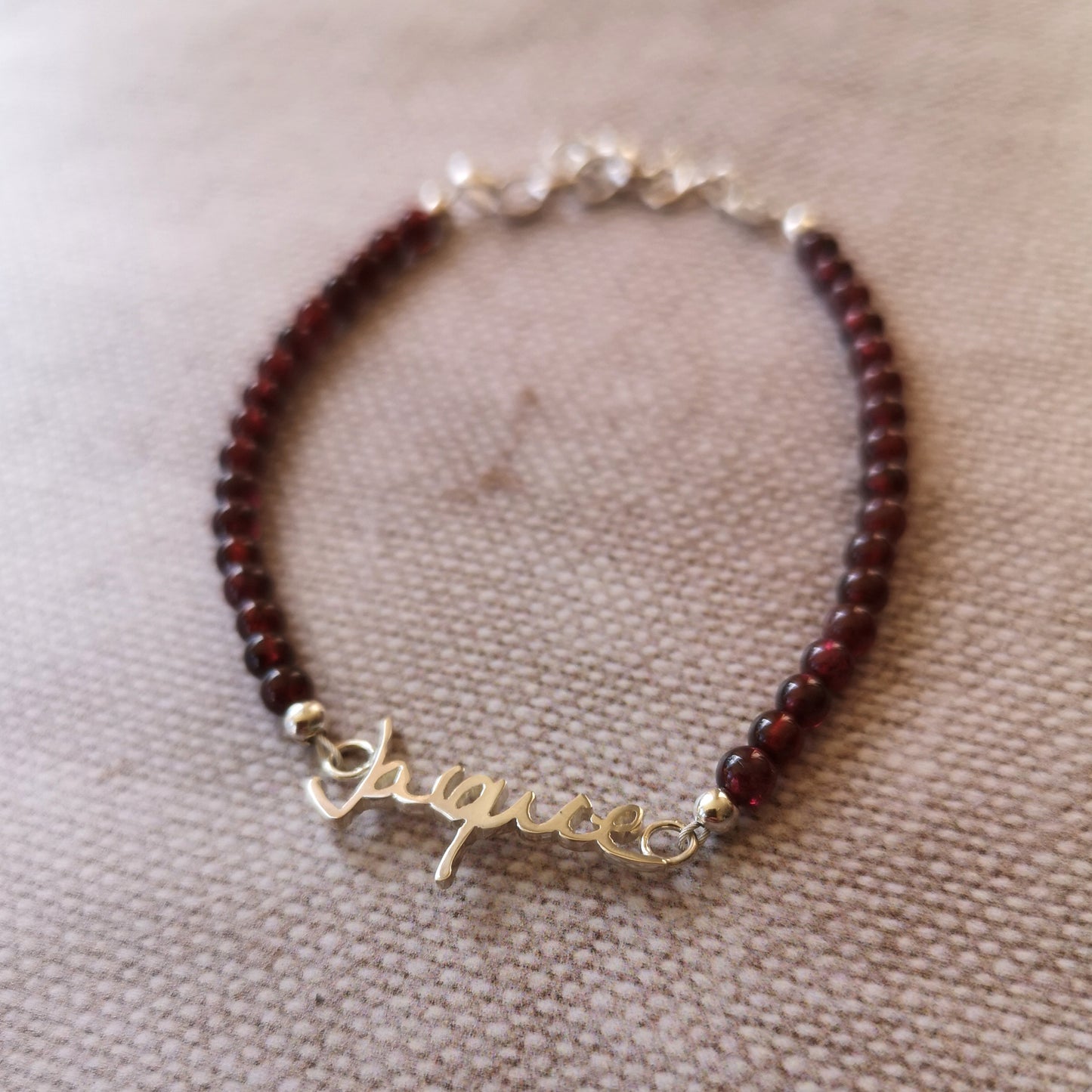 Garnet Handwriting Bracelet