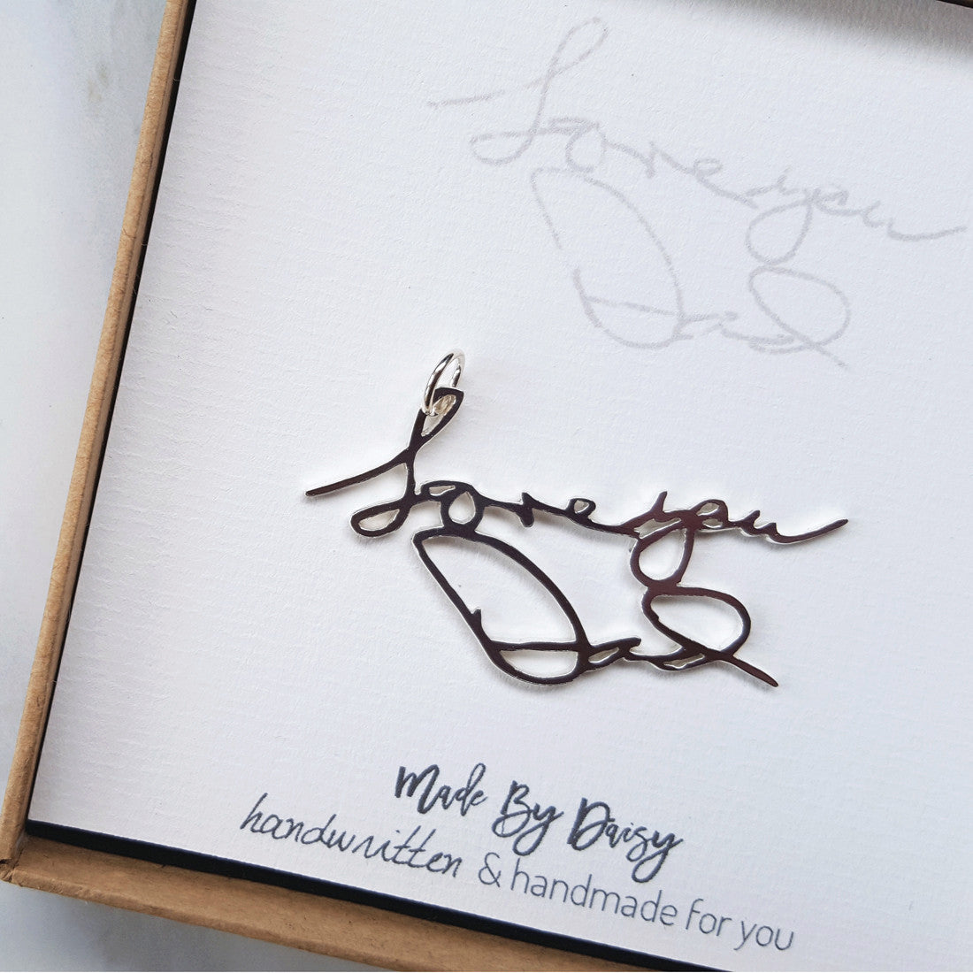 Actual handwriting bouquet memorial charm