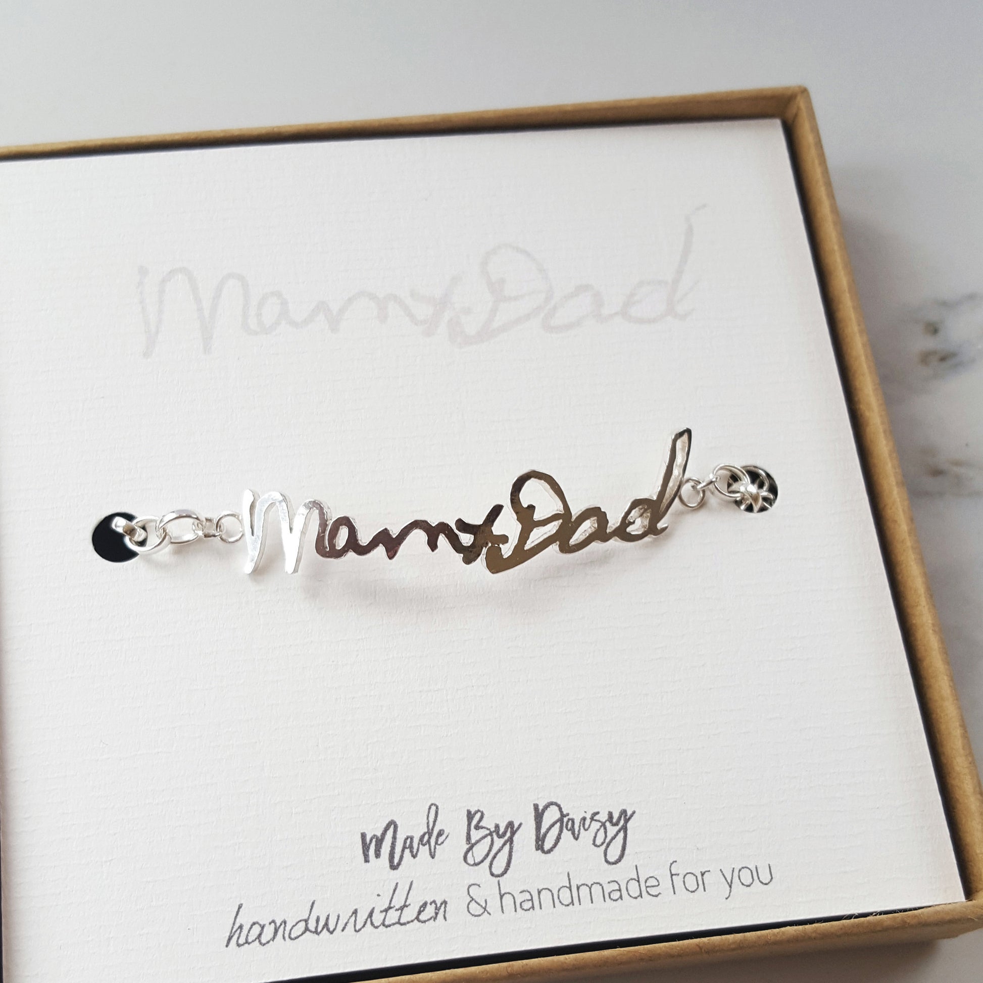 Actual handwriting bracelet in sterling silver