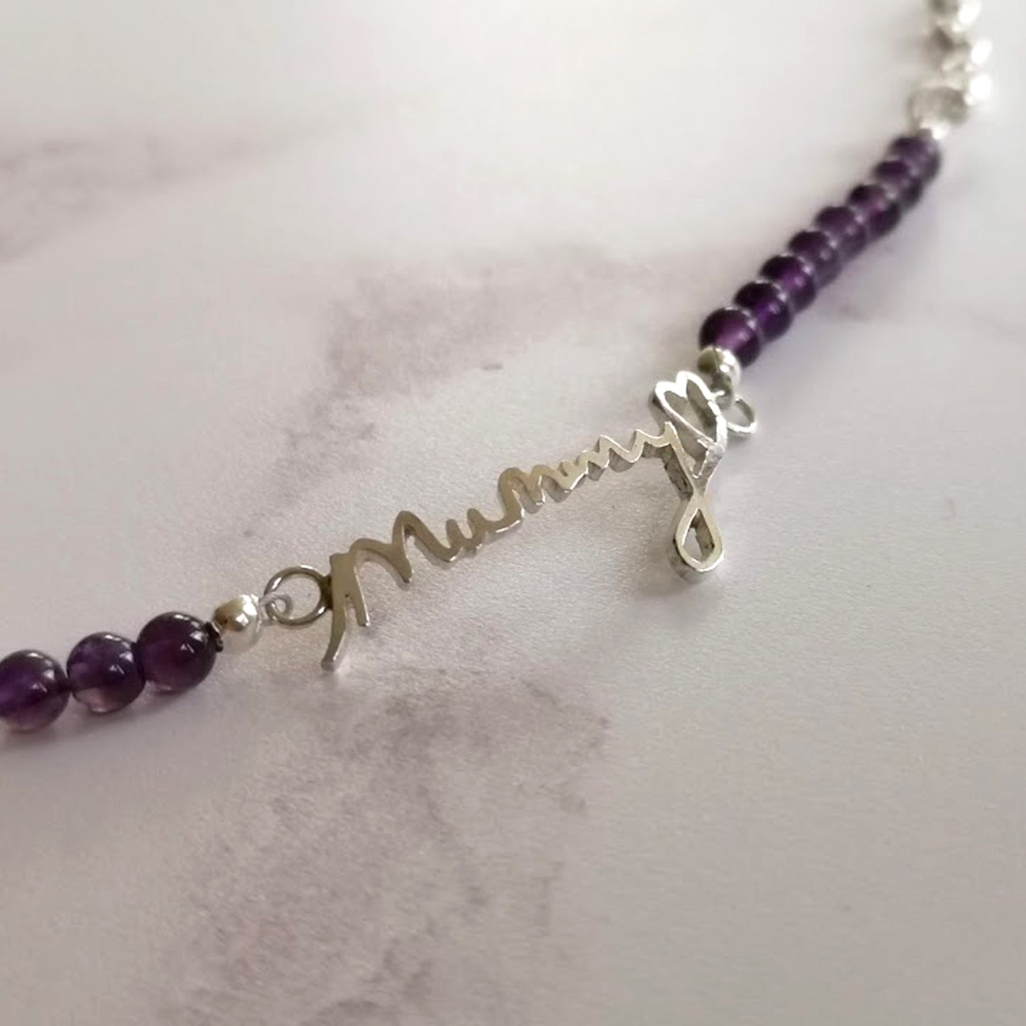 Amethyst handwriting bracelet