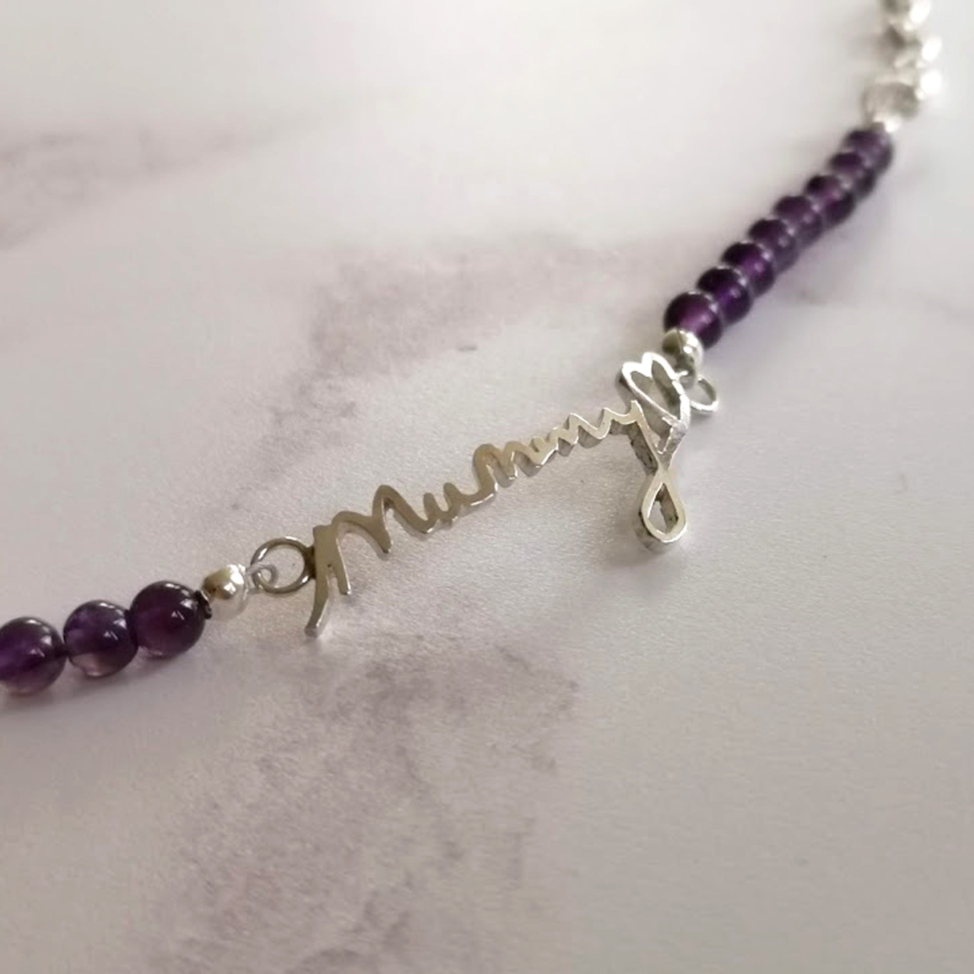Amethyst handwriting bracelet