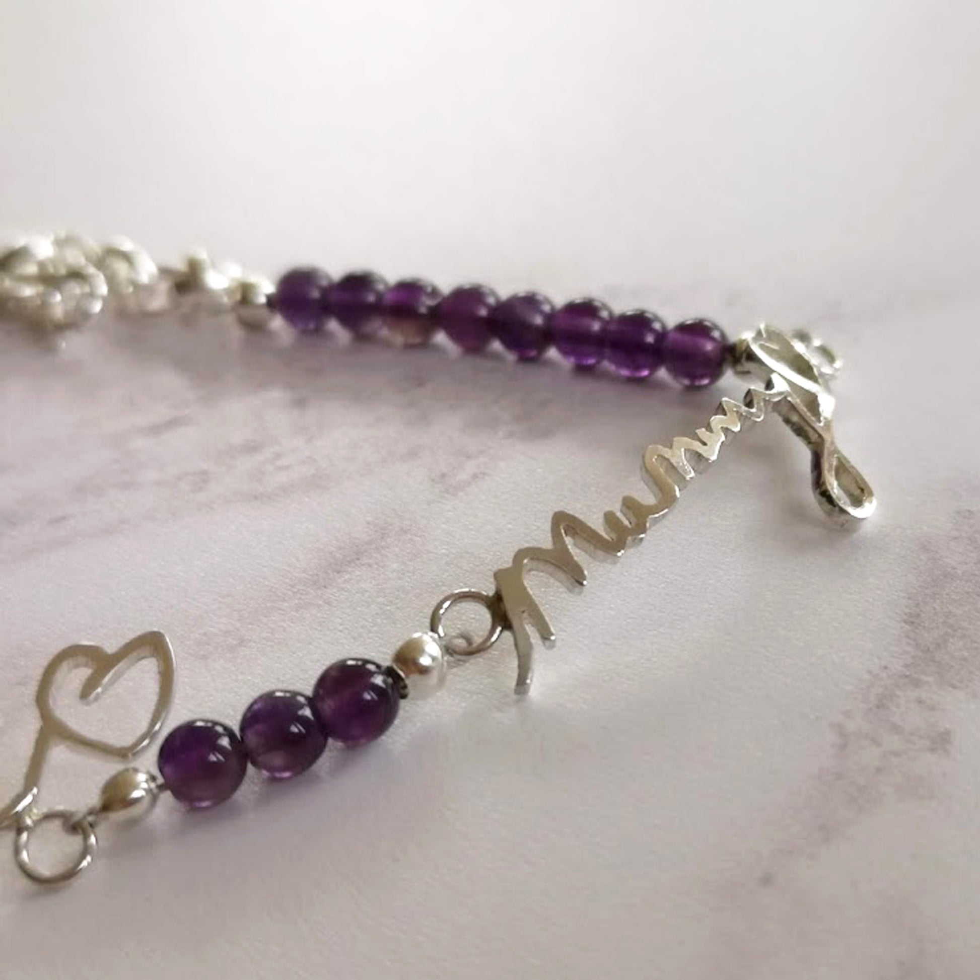 Amethyst actual handwriting bracelet