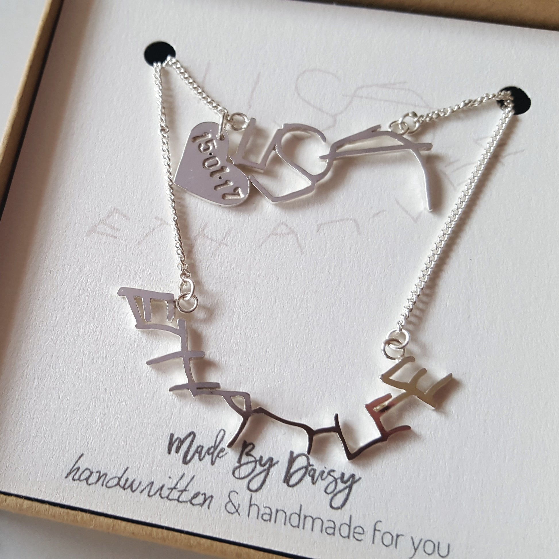 Personalised handwriting keepsake jewellery