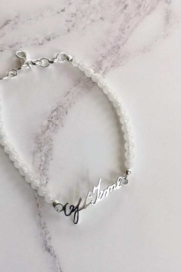 Actual Handwriting Bracelet with Moonstones