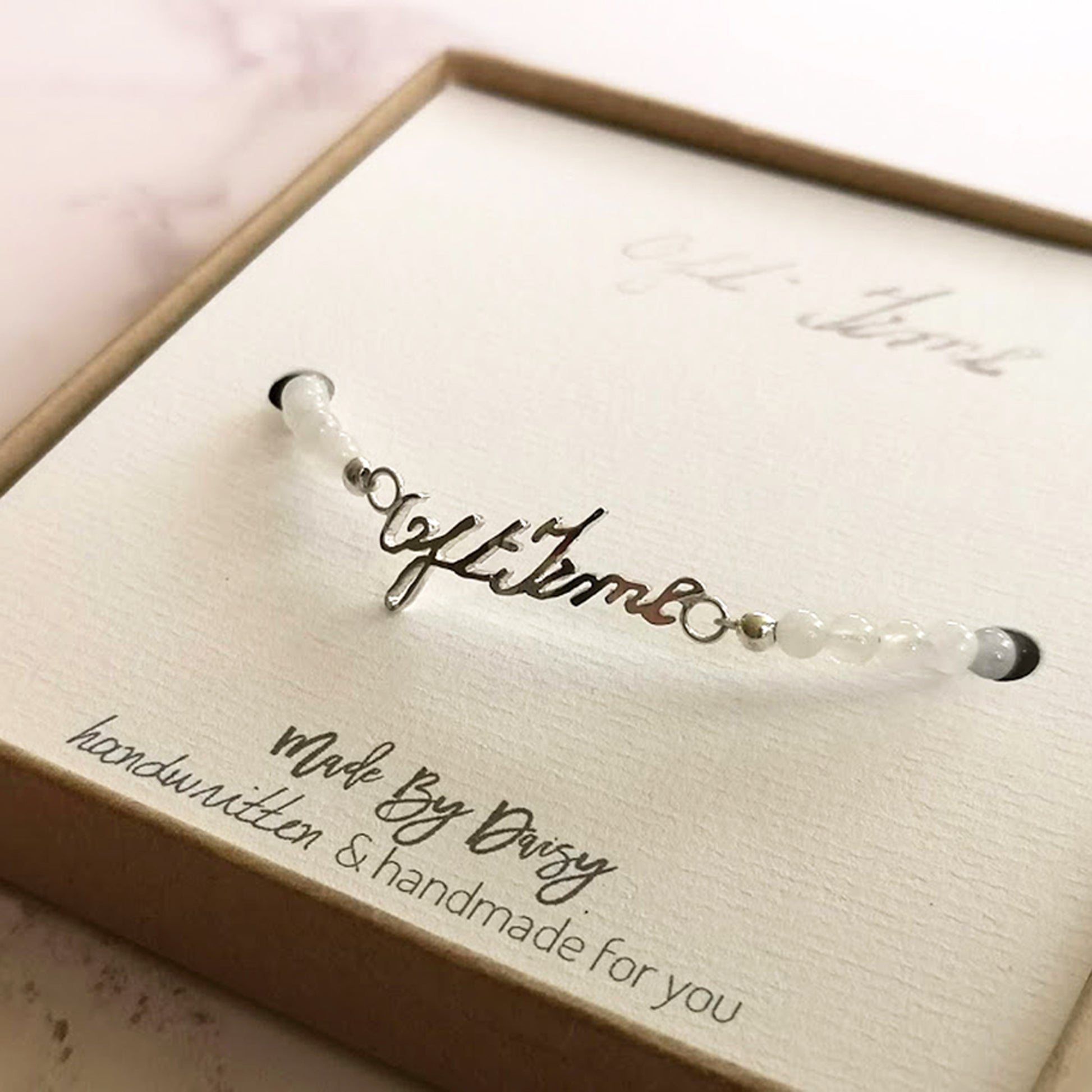 Memorial Handwriting Bracelet with Moonstone Gemstones