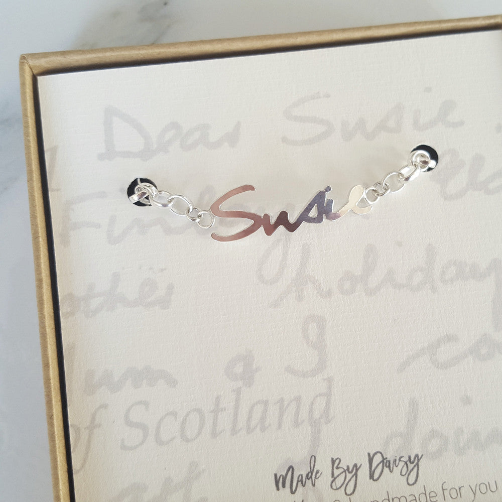 Your loved ones actual handwriting bracelet sterling silver