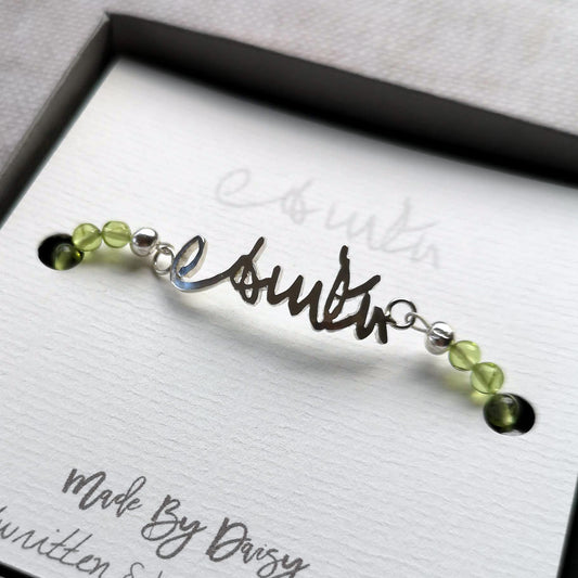 Peridot Handwriting Bracelet