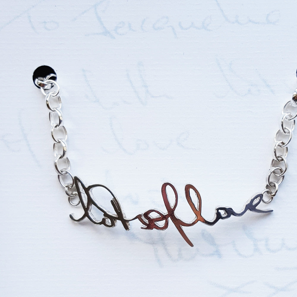 Handwriting bracelet in sterling silver