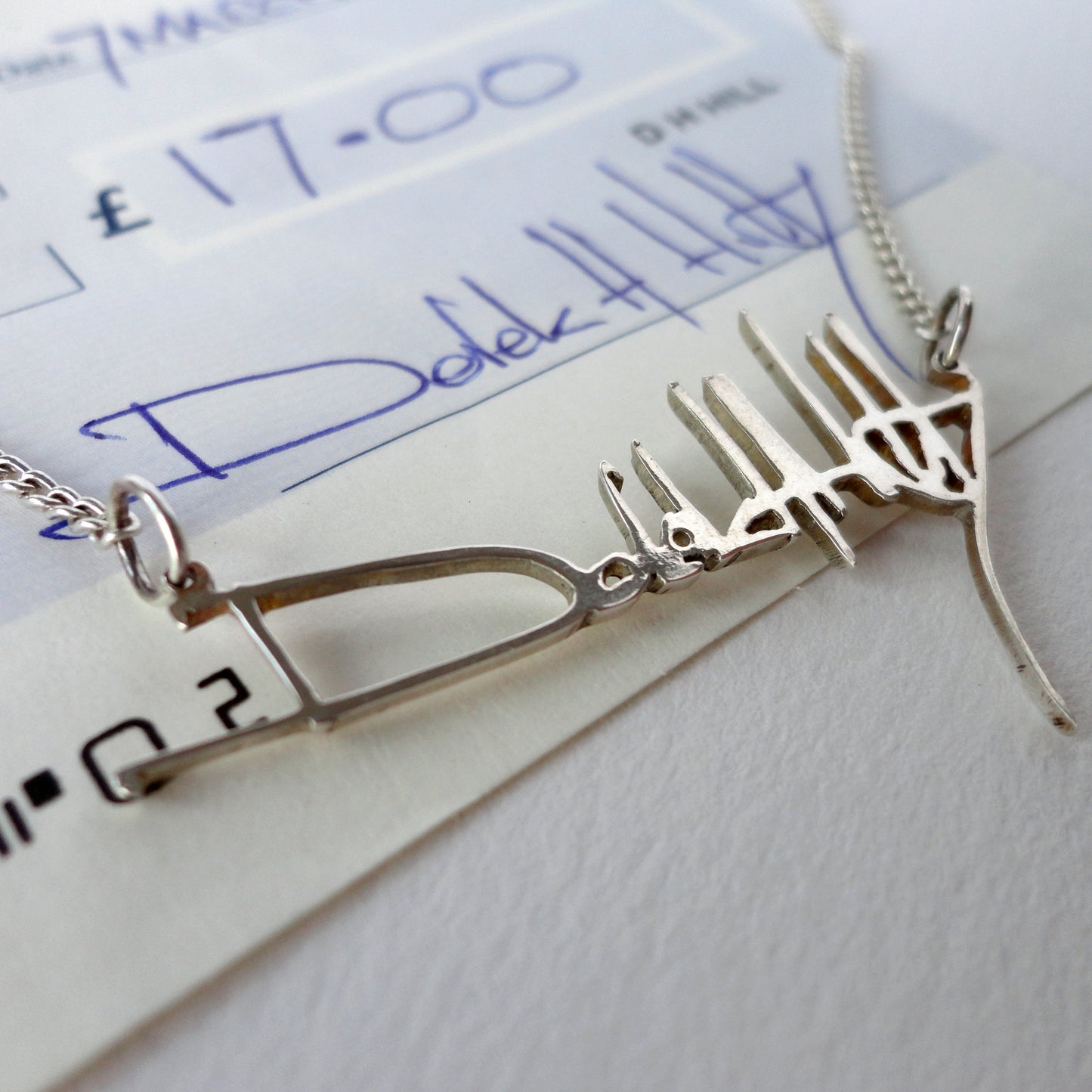 Handwriting Necklace Silver