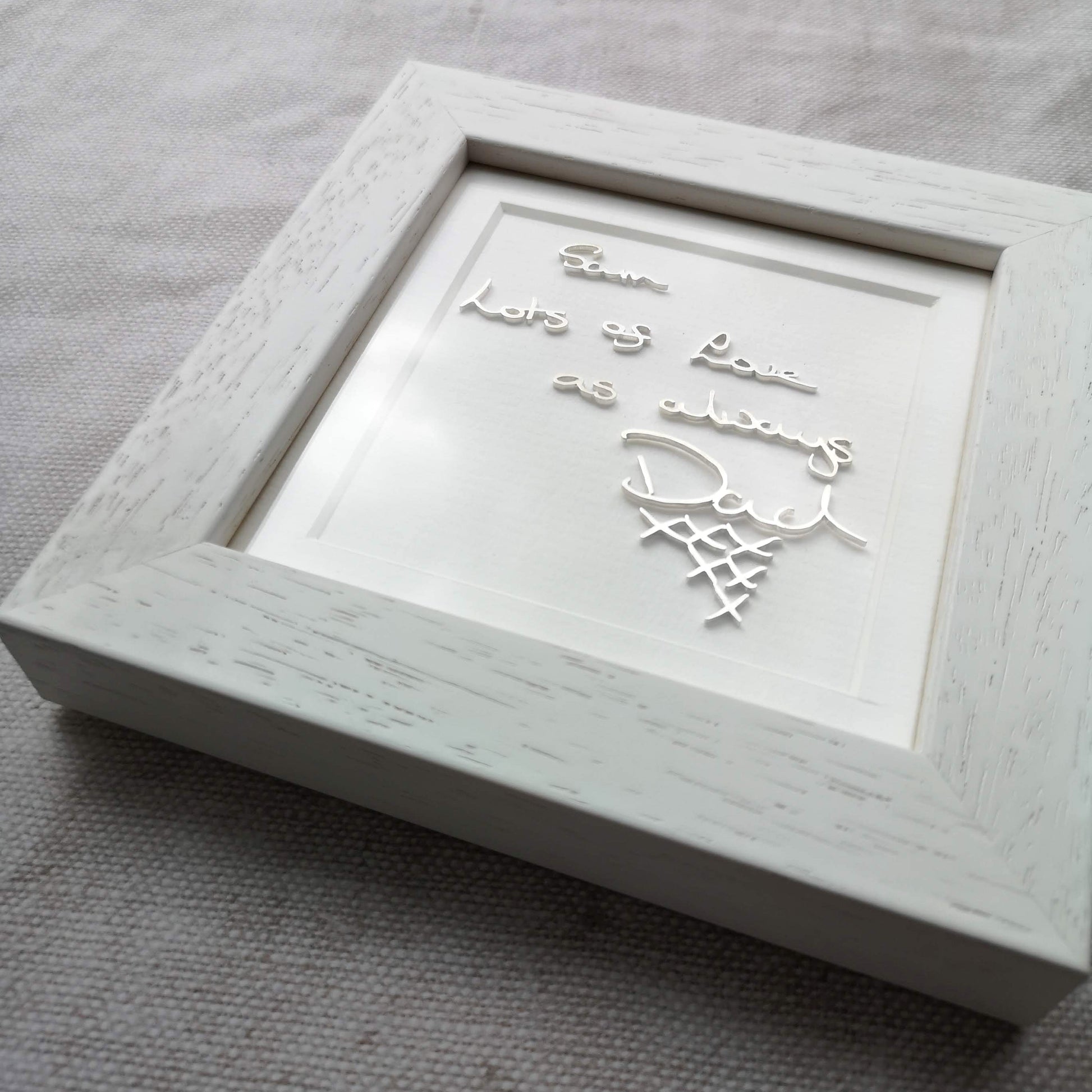 memorial handwriting  gift keepsake framed sterling silver