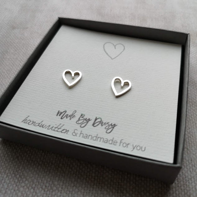 heart drawing studs