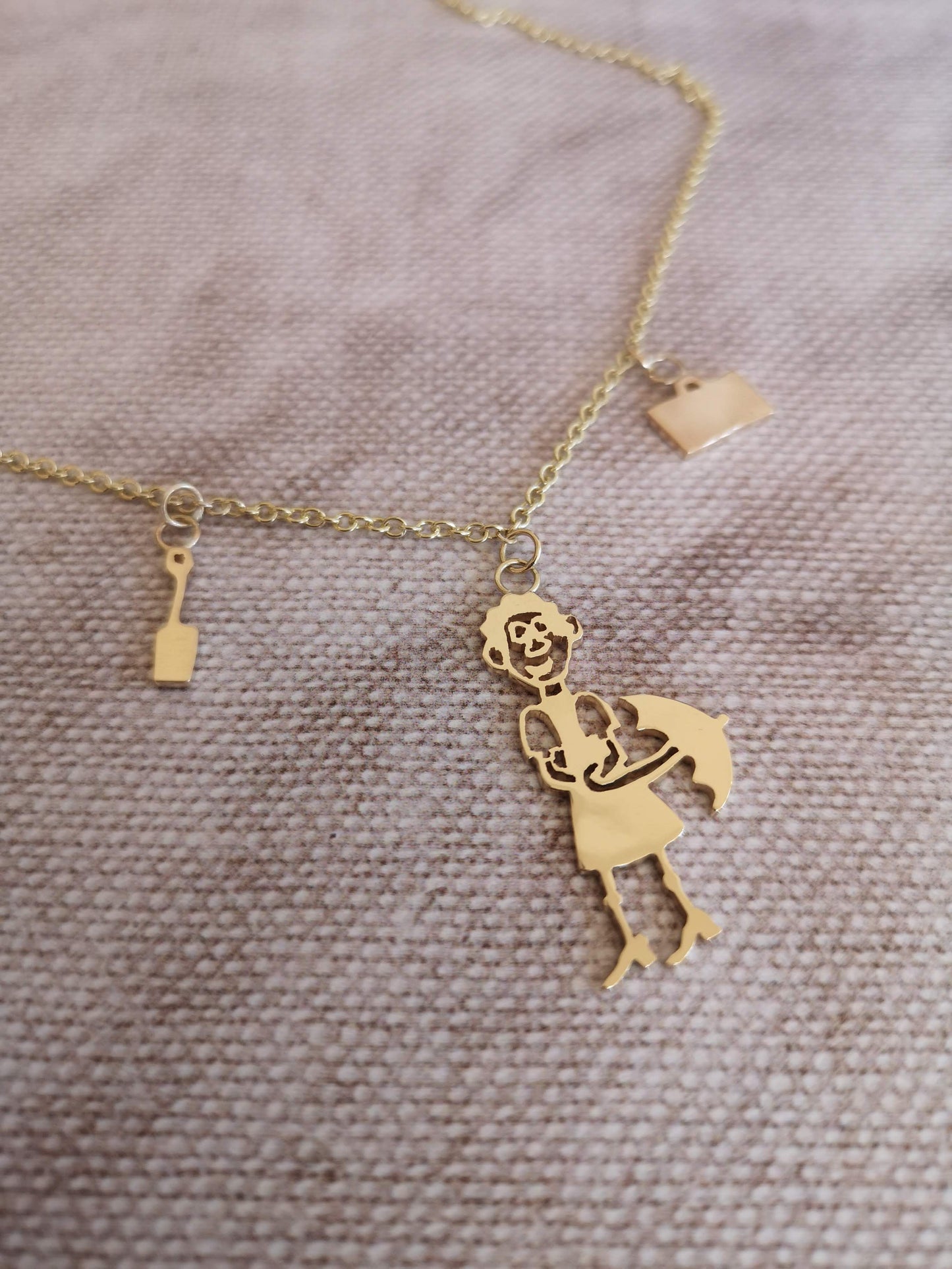 Gold Drawing Necklace