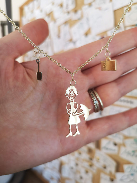 Gold Drawing Necklace