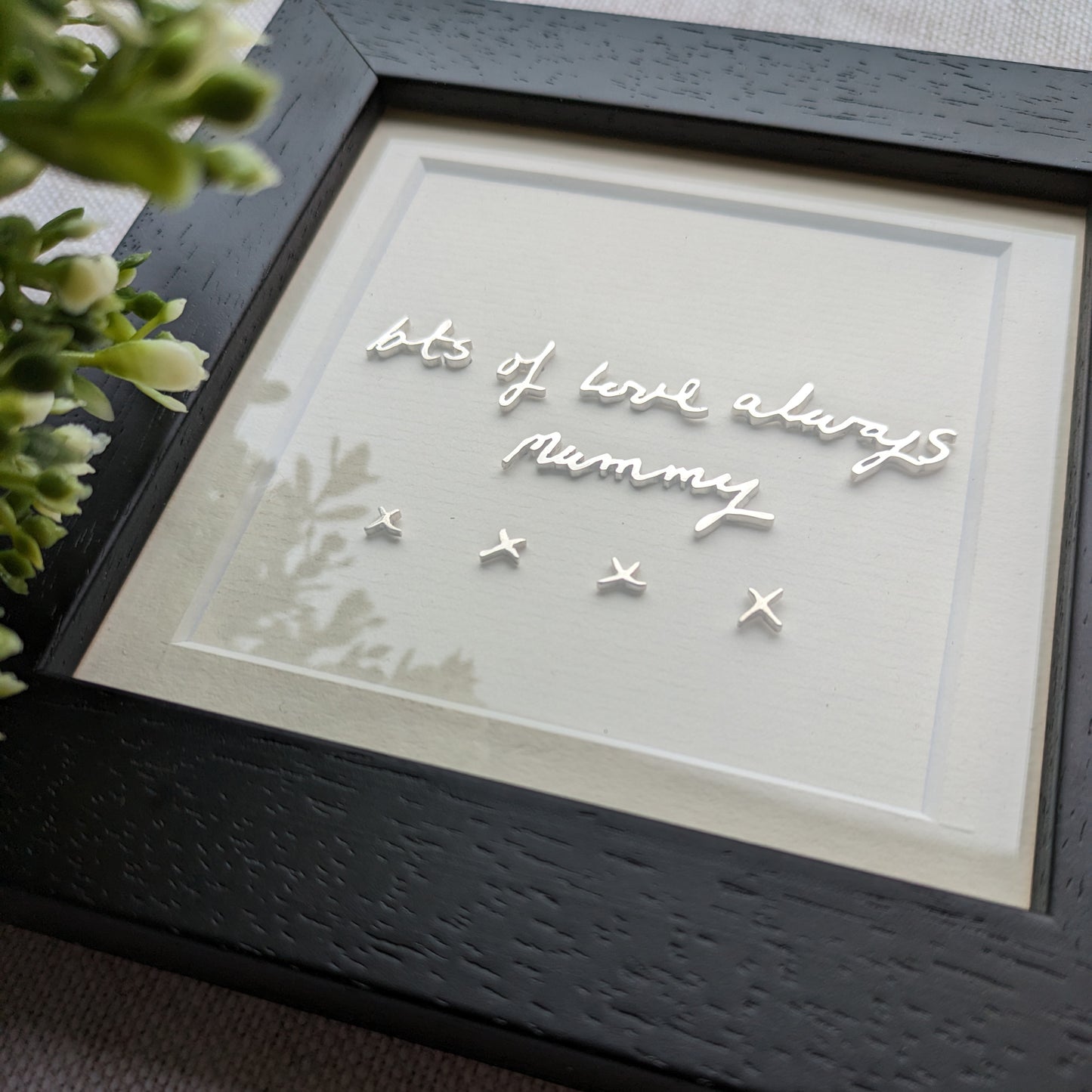 memorial handwriting keepsake frame silver