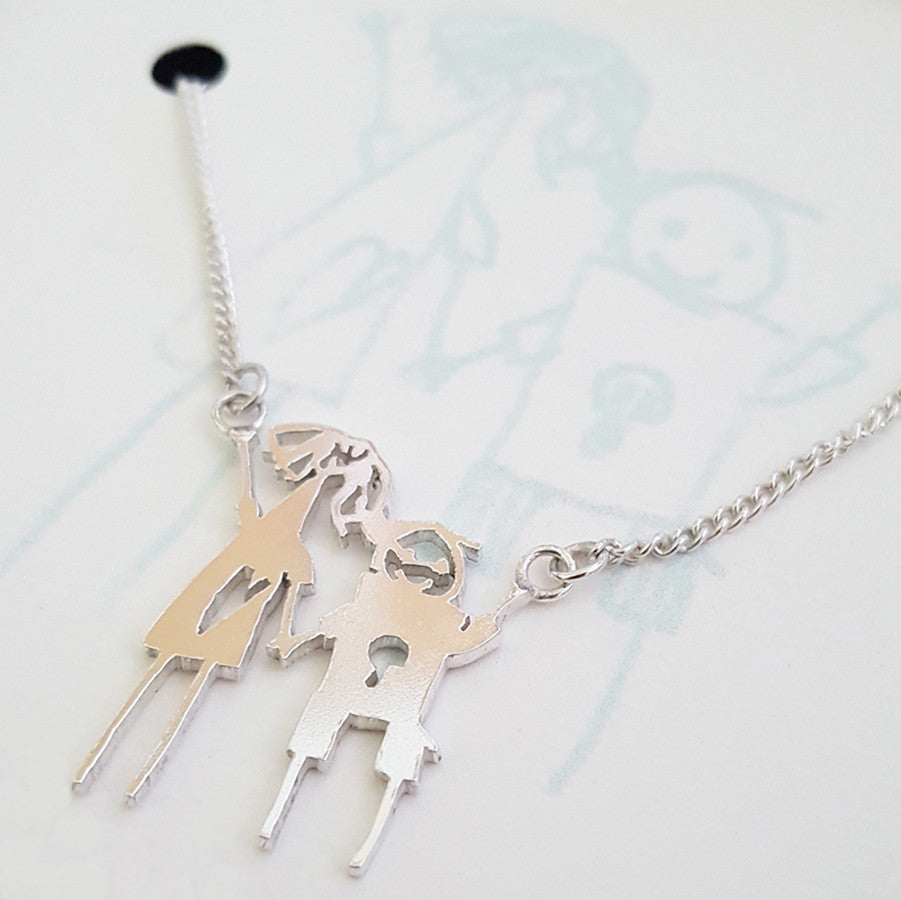 Family portrait necklace childs drawing jewellery 