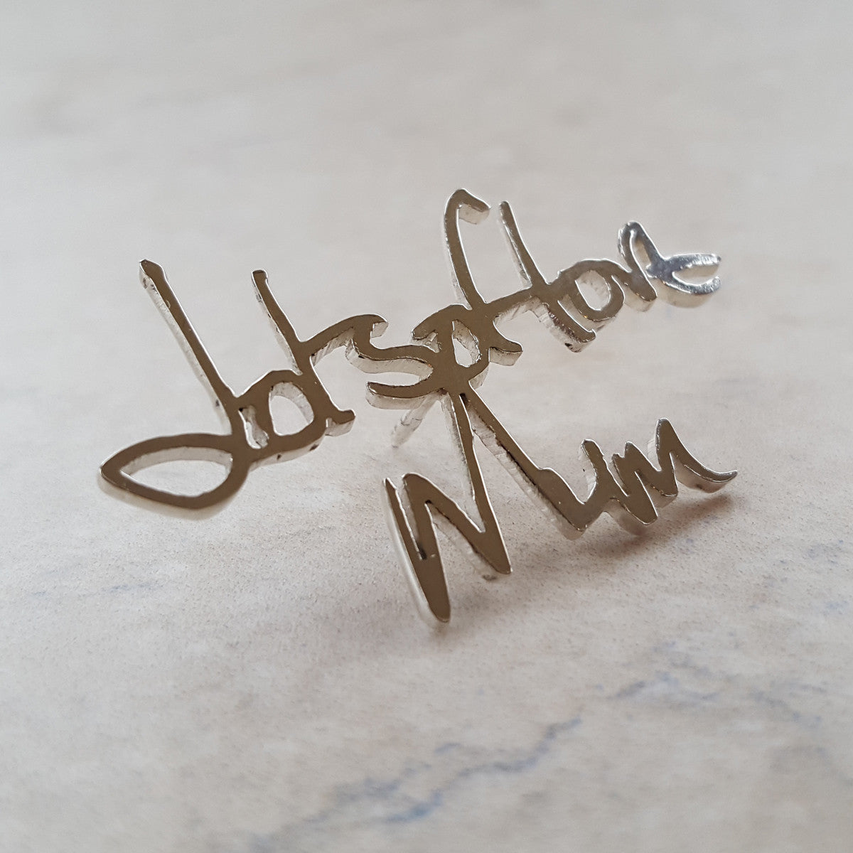 groom keepsake handwriting pin