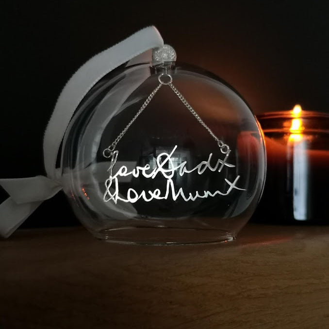 Sentimental gift for someone who lost a loved one handwriting bauble